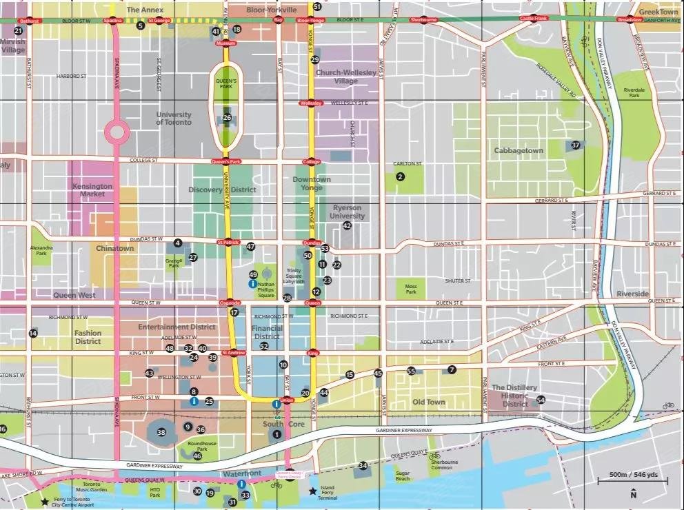 (多伦多downtown 地图) 而今天,要给大家介绍下多伦多另外三个极