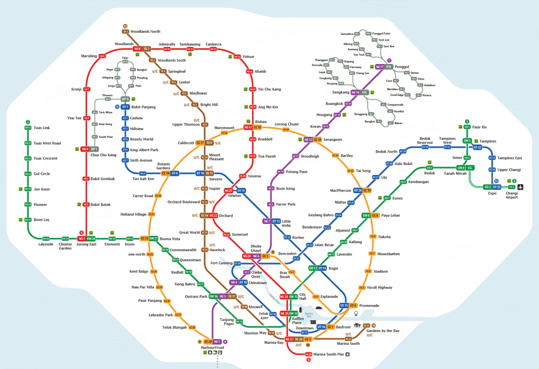 新加坡最新版官方地铁图出炉了!