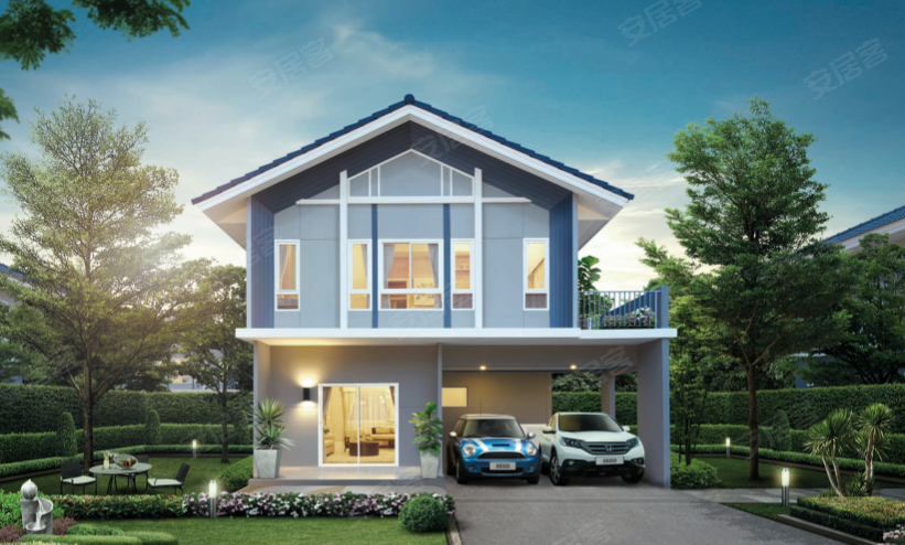 曼谷公园城邦-珍藏于拉玛九蓝康恒新区主路旁的绿色健康独栋别墅