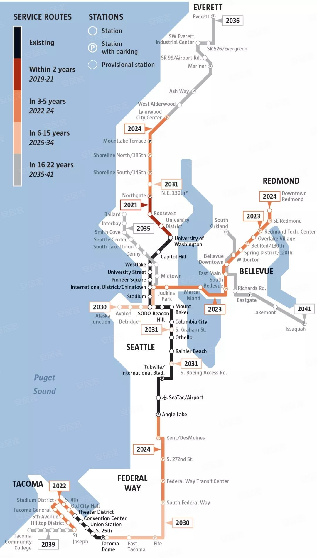 细说公交周边地产的升值潜力 大西雅图都会区有居民约361万,分布在